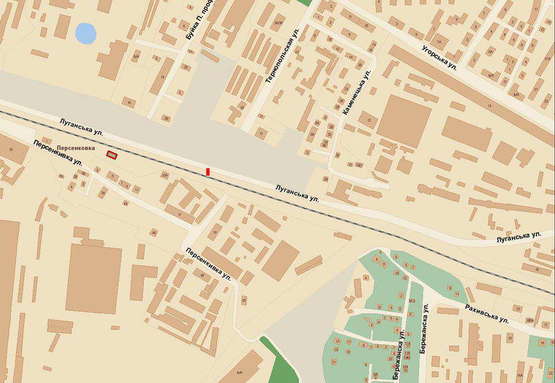 Схема рекламной плоскости по адресу вул. Луганська біля ст. Персенківка  №5 ст. Б  ( до вул. Стрийскої)