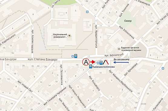 Схема рекламной плоскости по адресу вул.Бандери - Чупринки А