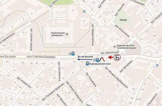 Схема рекламной плоскости по адресу вул.Бандери - Чупринки Б