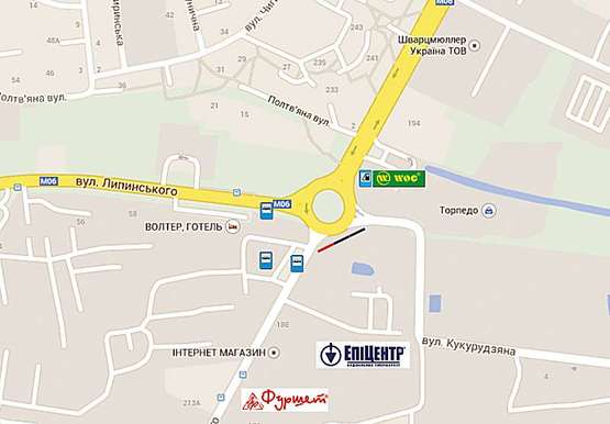 Схема рекламной плоскости по адресу Липинського - вул. Б. Хмельницького (справа) ТЦ Фуршет. АС №2