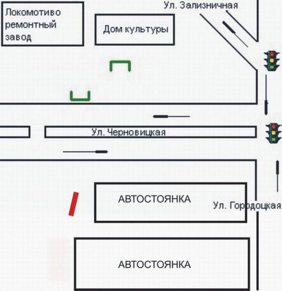 Схема рекламной плоскости по адресу вул. Чернівецька   К10    Б  (міжвокзальна площа)