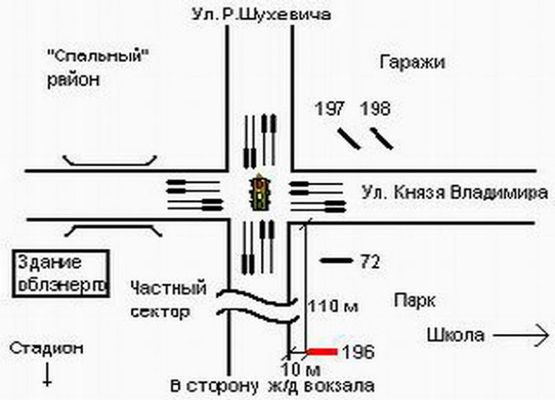 Схема рекламной плоскости по адресу вул. Набережна  - вул.Кн. Володимира ст Б