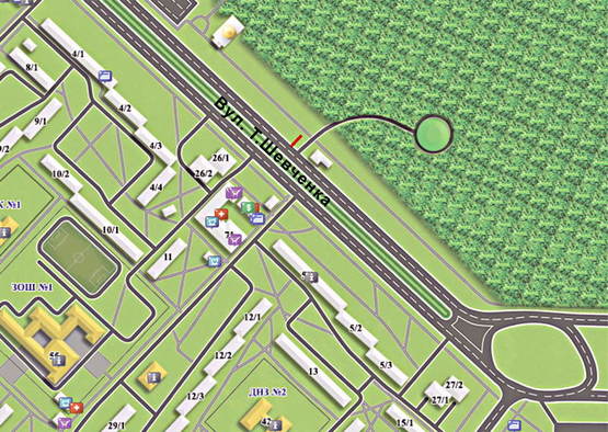 Схема рекламной плоскости по адресу вул. Т.Шевченка  ст.А