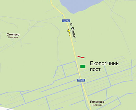 Схема рекламной плоскости по адресу Шацьк (Екологічний пост)