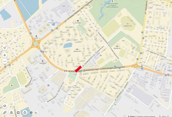 Схема рекламной плоскости по адресу Довженка-Сухомлинського (зап-ка "WOG")