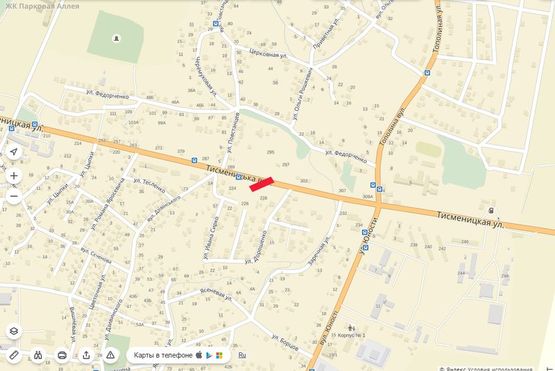 Схема рекламной плоскости по адресу Тисменицька (виїзд на Київ)