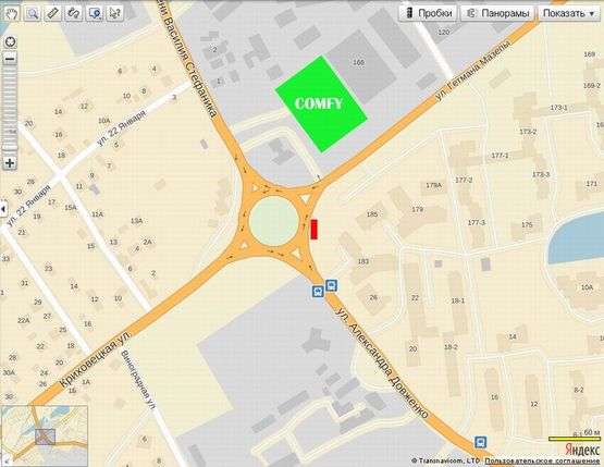 Схема рекламной плоскости по адресу Мазепи кільце ( маг КОМФІ) лівий