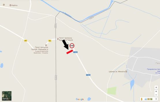 Схема рекламной плоскости по адресу Грушів кордон (ліворуч) виїзд з країни