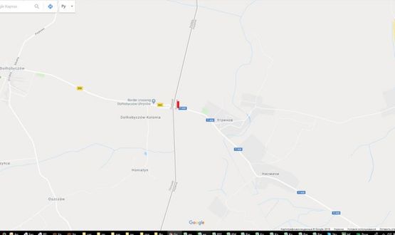 Схема рекламної площини за адресою Угринів к2, кордон (праворуч)  в' їзд з Польщі