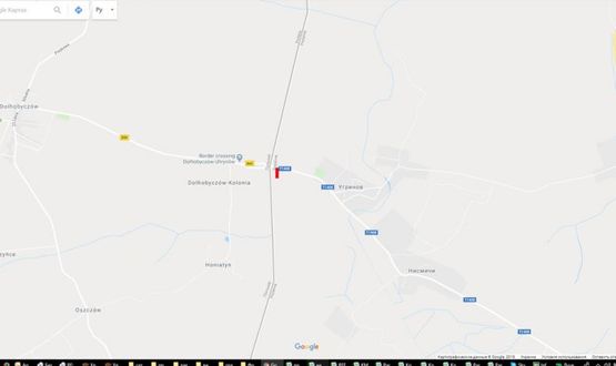 Схема рекламної площини за адресою Угринів к1, кордон (ліворуч)  в' їзд з Польщі