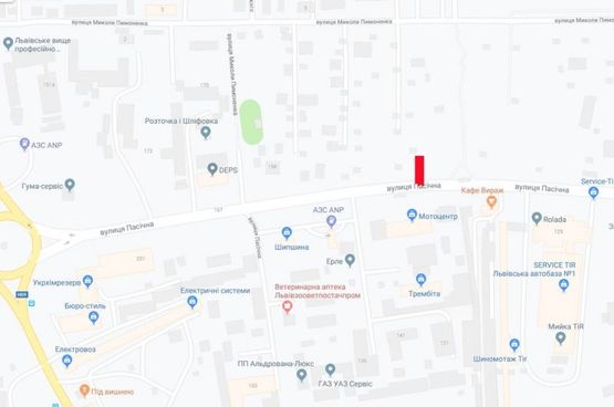 Схема рекламной плоскости по адресу Пасічна (від кільця Зелена-Луганська)