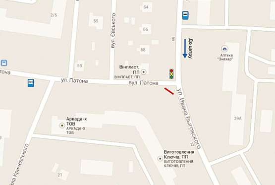 Схема рекламной плоскости по адресу Виговського - вул. Патона №1