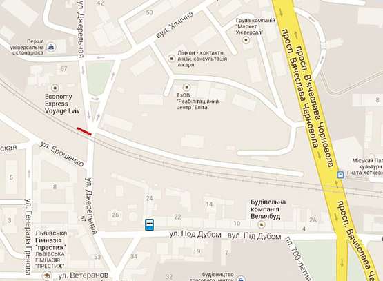 Схема рекламной плоскости по адресу Джерельна (міст, до "Краківського ринку") правий