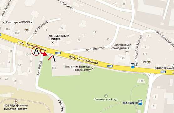 Схема рекламної площини за адресою Личаківська, 140 (до вул. Пасічної А)