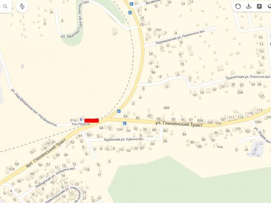 Схема рекламной плоскости по адресу Тракт Глинянський м1 (АЗС )