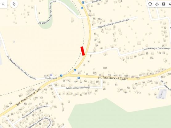 Схема рекламной плоскости по адресу Тракт Глинянський м3