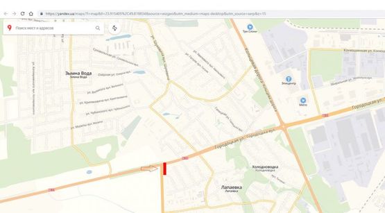Схема рекламной плоскости по адресу Лапаївка (в їзд в місто зі сторони Городка)