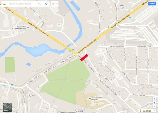 Схема рекламной плоскости по адресу Шухевича - вул. Володимира Великого