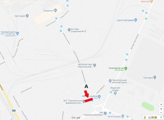 Схема рекламной плоскости по адресу Збаражська- Лозовецька- Фабрична    (завод Молокія) нижній