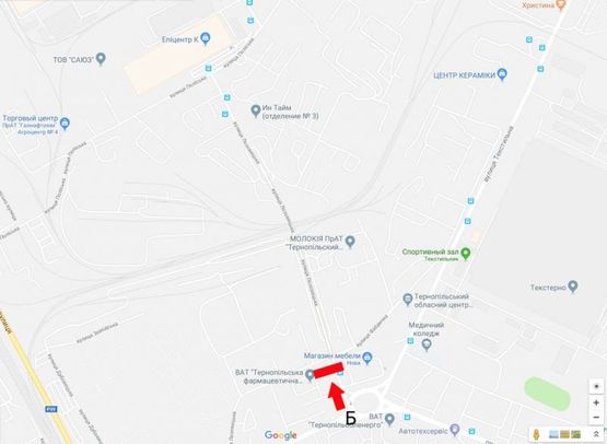 Схема рекламной плоскости по адресу Збаражська- Лозовецька- Фабрична    (завод Молокія) верхній