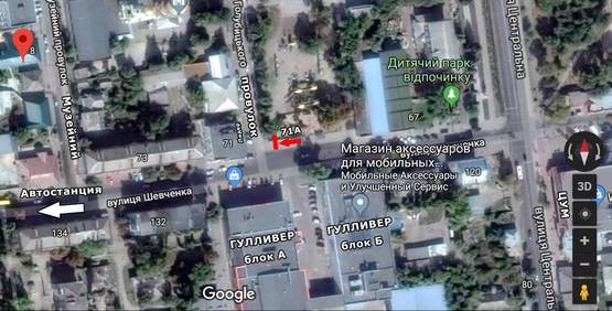 Схема рекламной плоскости по адресу ул. Шевченко, 71, ТЦ Гулливер, центральная остановка