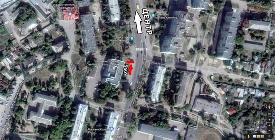 Схема рекламной плоскости по адресу ул. Центральная, 98 - ул. Репина, райгосадминистрация