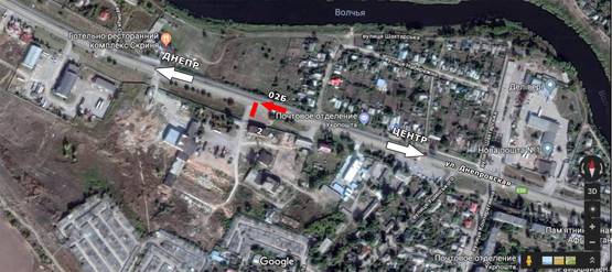 Схема рекламної площини за адресою ул. Днепровская, 2, выезд на Днепр