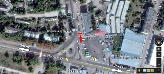 Схема рекламной плоскости по адресу ул. Полтавская, 129, въезд - выезд из Автовокзала, в центр