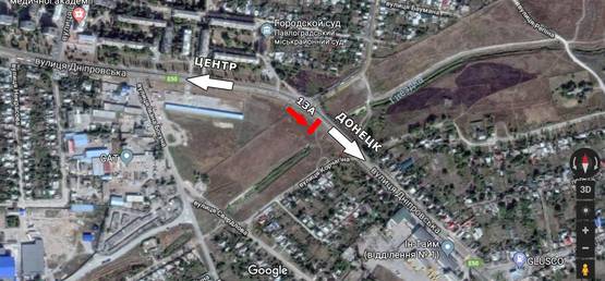 Схема рекламной плоскости по адресу ул. Днепровская - ул. Успенская, район р.Гнёздка