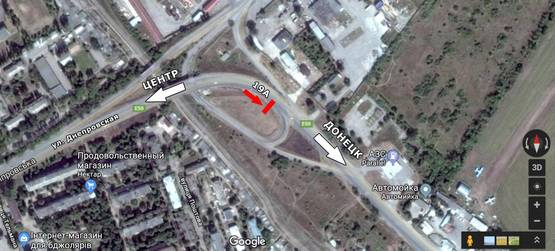 Схема рекламной плоскости по адресу ул. Литейная, виадук, выезд из города на Донецк