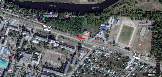 Схема рекламной плоскости по адресу ул. Днепровская, 73, Смерекова хата, на Днепр