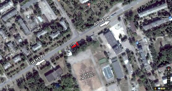 Схема рекламной плоскости по адресу ул. Днепровская - ул.Преображенская, стадион Метеор, на Донецк