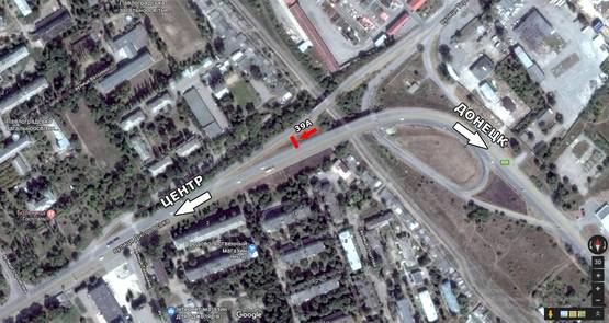 Схема рекламної площини за адресою ул. Днепровская, виадук, въезд в Павлоград с Донецка, в центр