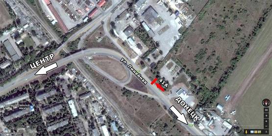 Схема рекламной плоскости по адресу ул. Литейная, въезд в город со стороны Донецка