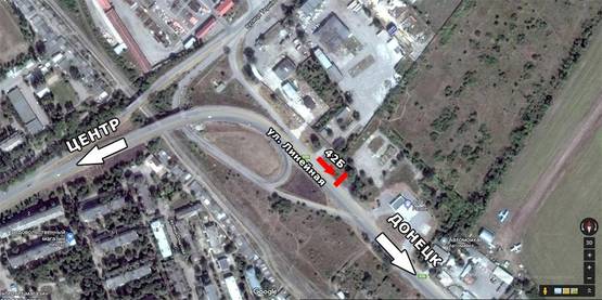 Схема рекламной плоскости по адресу ул. Литейная, выезд из города в сторону Донецка