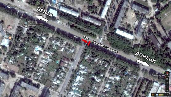 Схема рекламной плоскости по адресу ул. Днепровская, 444 - ул. Водопроводная, на ПЗТО