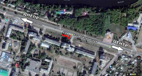 Схема рекламной плоскости по адресу ул. Днепровская, 22, в центр