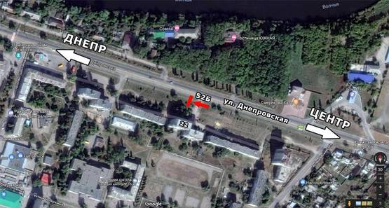 Схема рекламной плоскости по адресу ул. Днепровская, 22, на ПШС