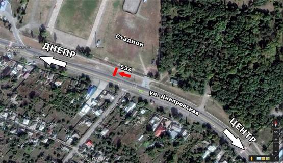 Схема рекламной плоскости по адресу ул. Днепровская, Стадион, на ПШС