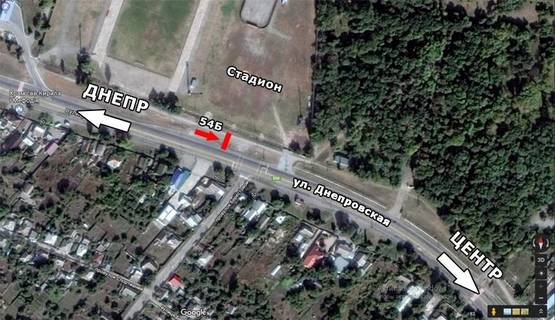 Схема рекламной плоскости по адресу ул. Днепровская, Стадион, в центр