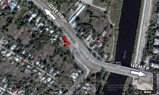 Схема рекламной плоскости по адресу ул. Днепровская, перед поворотом на Луганскую