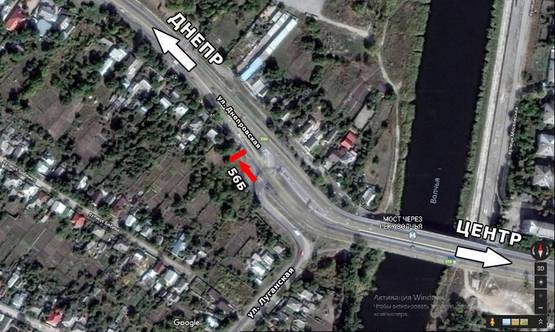 Схема рекламной плоскости по адресу ул. Луганская - ул. Днепровская