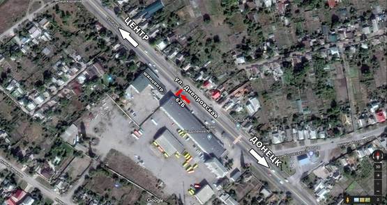 Схема рекламной плоскости по адресу ул. Днепровская, 172, металлобаза, в центр