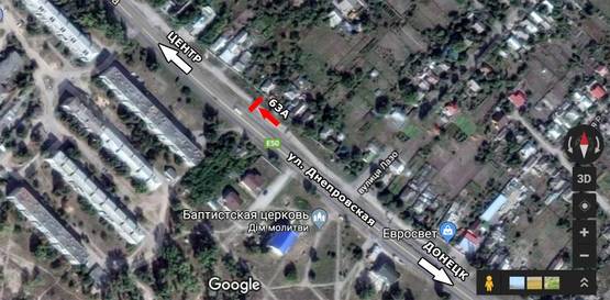 Схема рекламної площини за адресою ул. Днепровская, 355, в центр