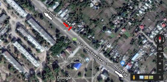 Схема рекламной плоскости по адресу ул. Днепровская, 355, по направлению на Донецк