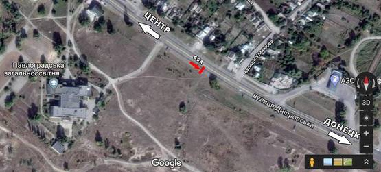 Схема рекламной плоскости по адресу ул. Днепровская, 395, СОШ 20, по направлению на Донецк