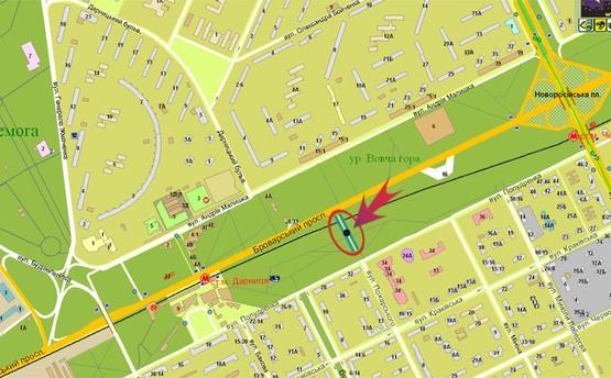 Схема рекламной плоскости по адресу Броварской пр-т/Дарница (В)-левый