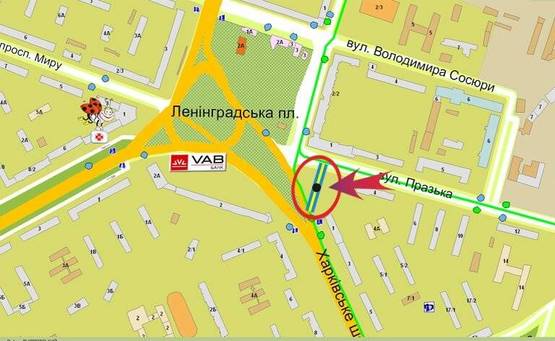 Схема рекламної площини за адресою Ленинградская пл/ул.Пражская (В)