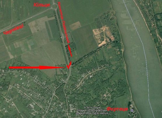 Схема рекламної площини за адресою Выезд из города Хотин, в сторону Камянца-Подольського..Перед кольцом и постом ГАИ!