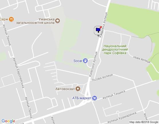 Схема рекламної площини за адресою вул.Київська, 25г, початок парковки, навпроти готеля Софіївский, за поворотом на вул.Нова, сторона А